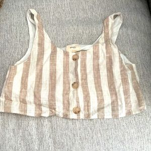 Linen white and tan tank